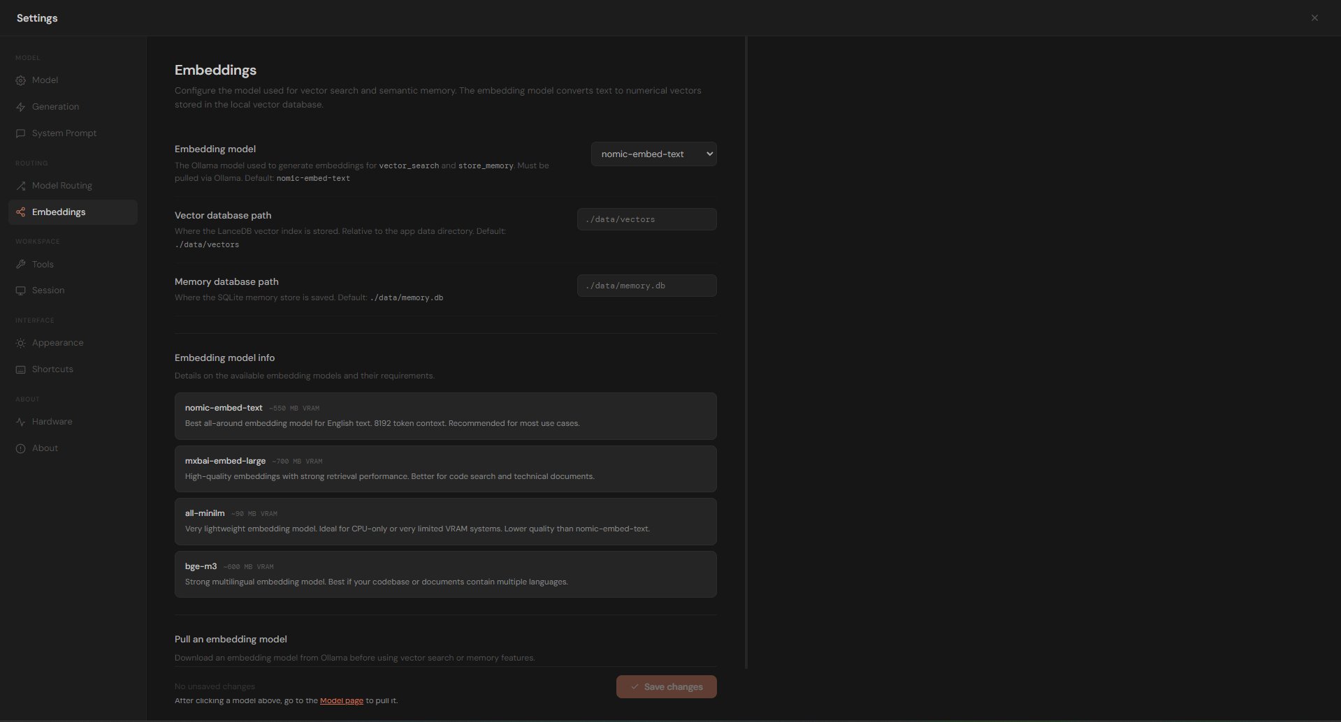 Embeddings Settings